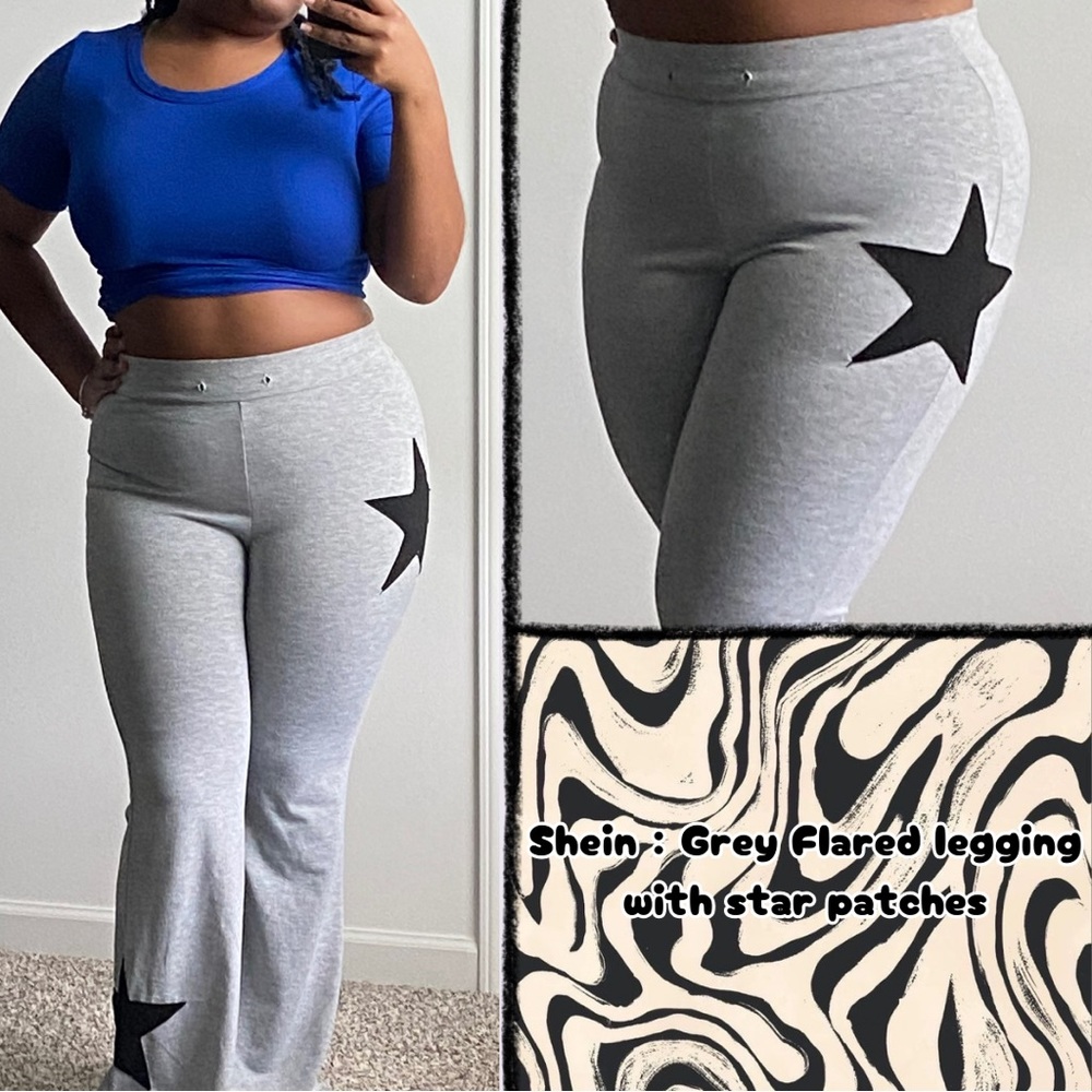 💜30% off sale💜 SHEIN | Grey flared leggings with Star patches